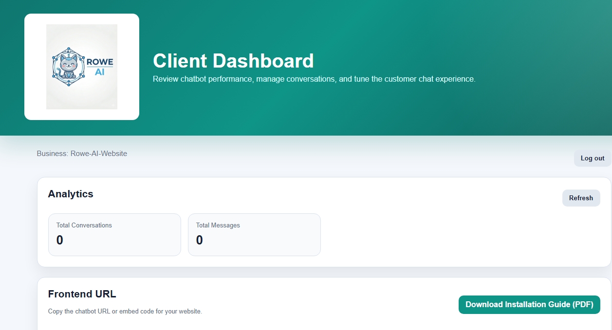 Rowe AI client dashboard preview
